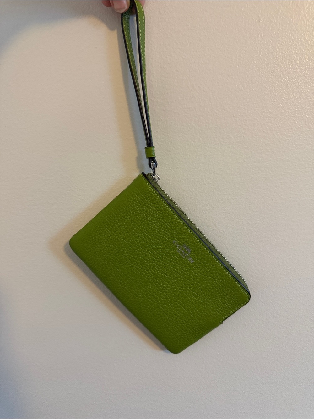 Coach Green Pebbled Leather Wristlet